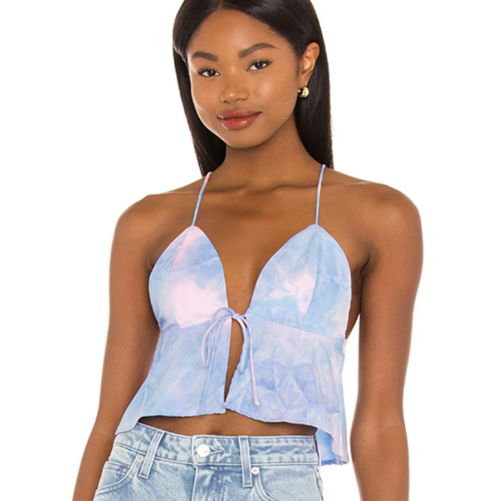 NWT Superdown Isla Top in Blue Multi, Size M